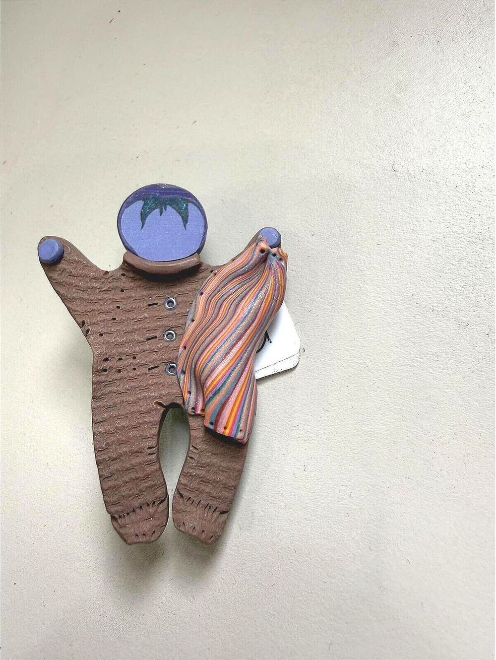 Vintage Handmade clay Baby Brooch Pin